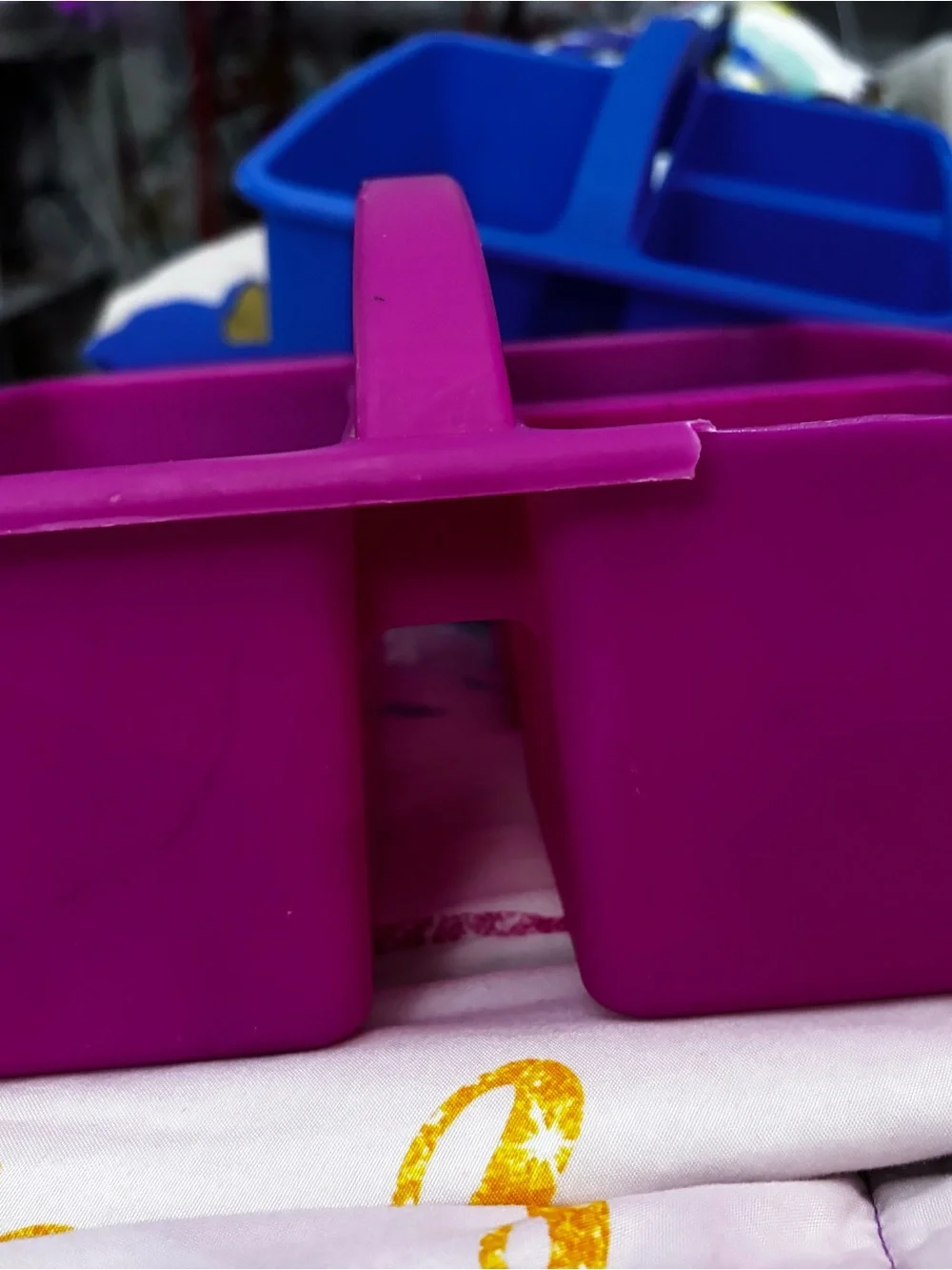 Blue & Pink Plastic Stackable Organizer Caddies